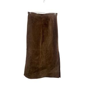 Sonoma Jean Company Genuine Leather Suede Maxi Skirt Browns Women Size 12